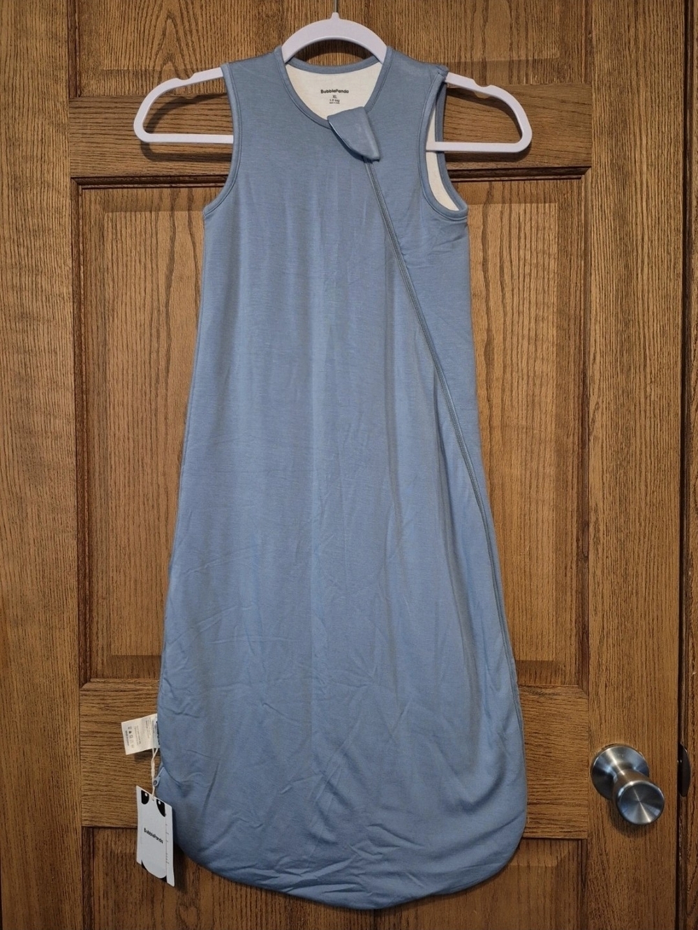 Sleeveless Light Blue Baby Sleep Sack with Front Zipper